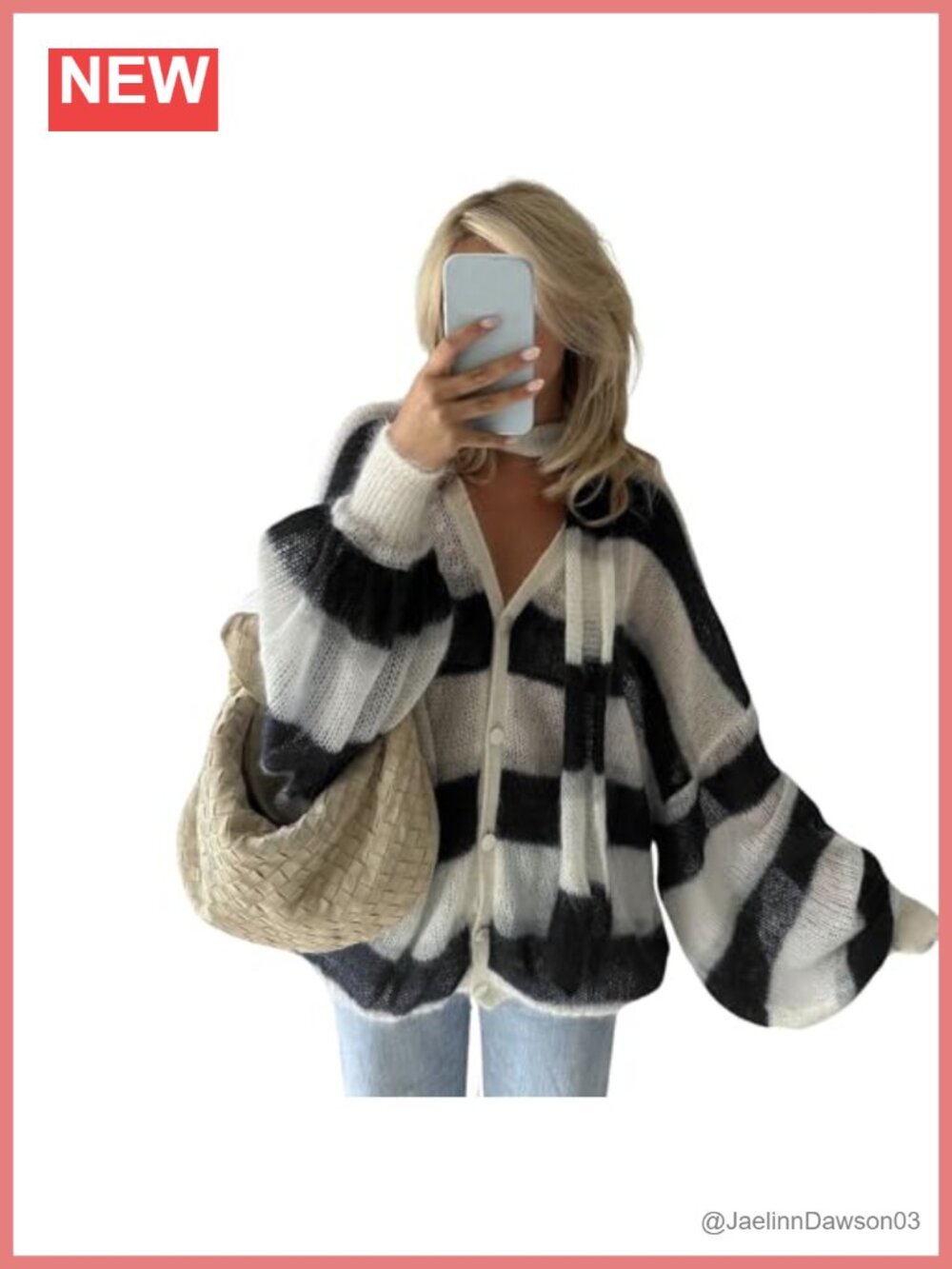 Womens Striped Knit Cardigan Button Down Oversized Sweater Top with Scarf Long